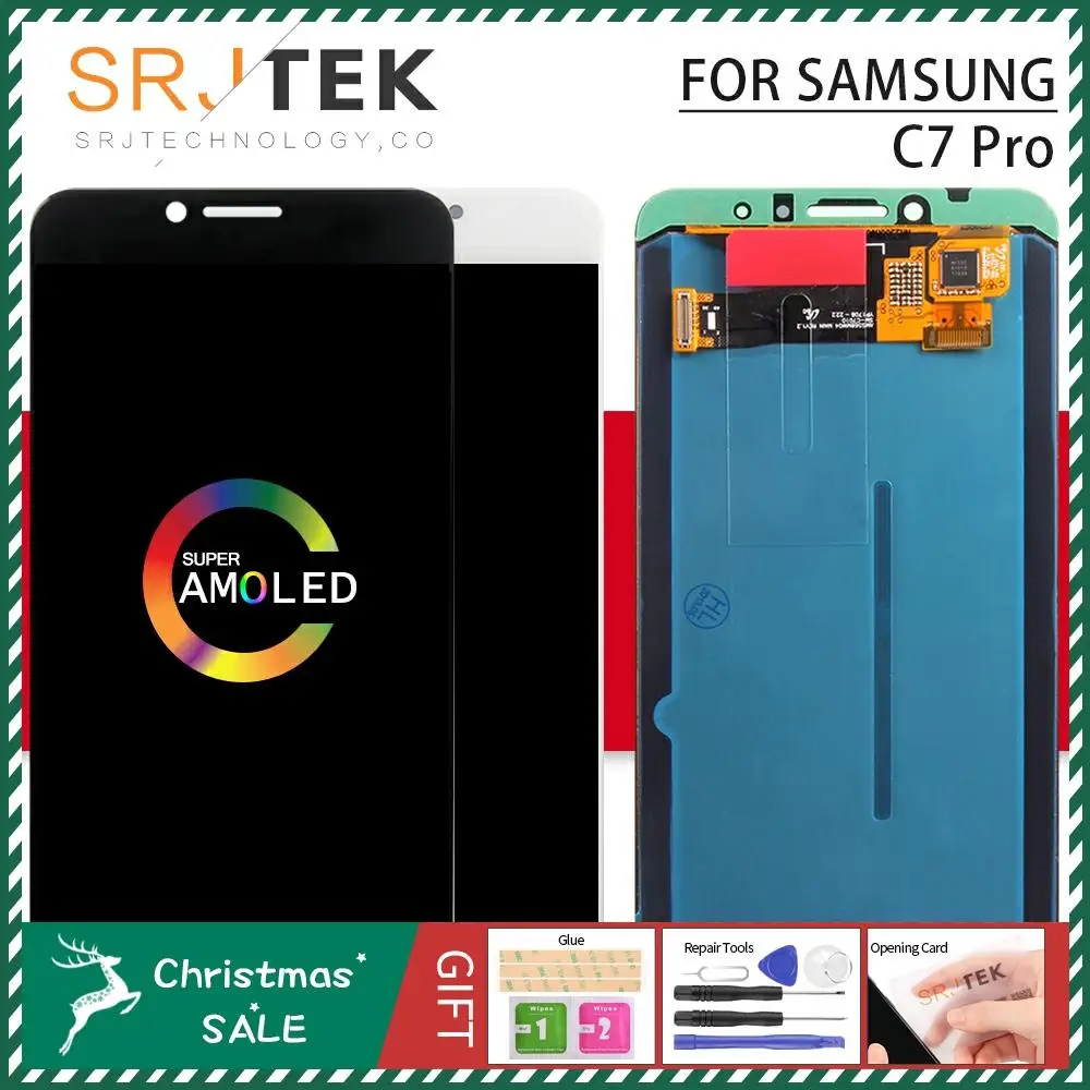 AMOLED для samsung Galaxy C7 Pro дисплей ЖК сенсорный дигитайзер сенсор стекло в сборе рамка для samsung Galaxy C7 Pro C7010 ЖК