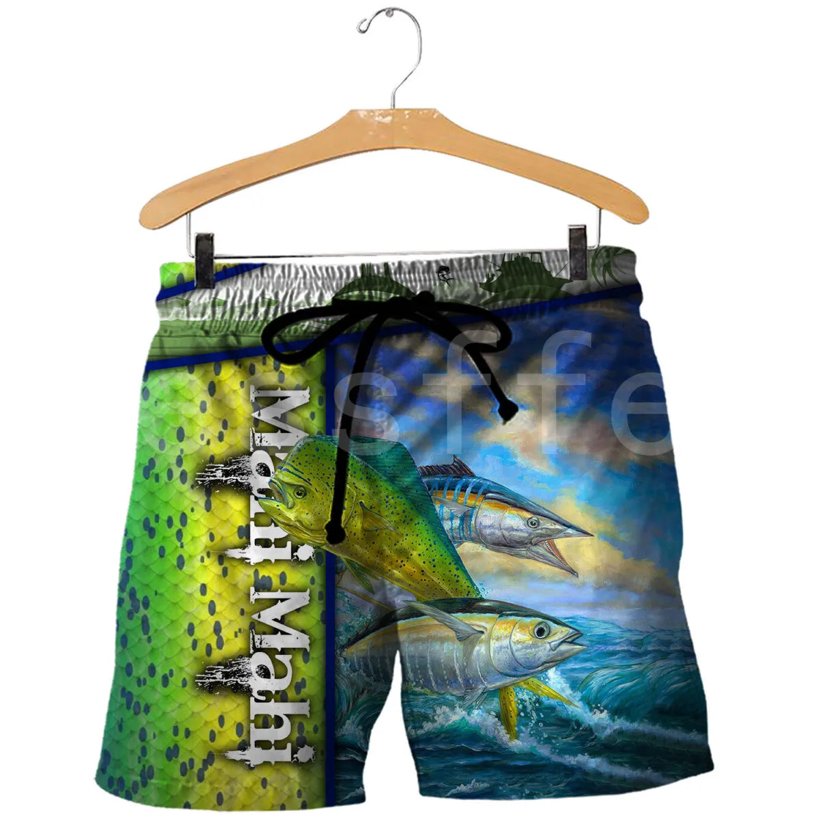 Tessffel Marlin MaHi arte de pesca Animal Fisher Camo Unisex Harajuku plata nueva moda verano playa pantalones cortos pantalones casuales B1