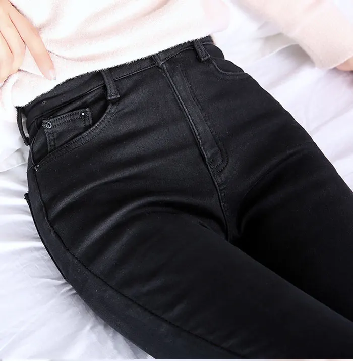 Новые женские брюки-скинни джинсы зимние плотные бархатные тонкие зимние теплые длинные брюки женские с высокой посадкой джинсы карандаш брюки