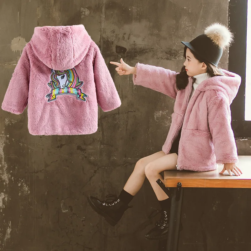 Children Kids Clothing Winter Unicorn Coat Thicken Warm Girls Clothes Hoodie Parka Outwear Fleece Coat Snowsuit