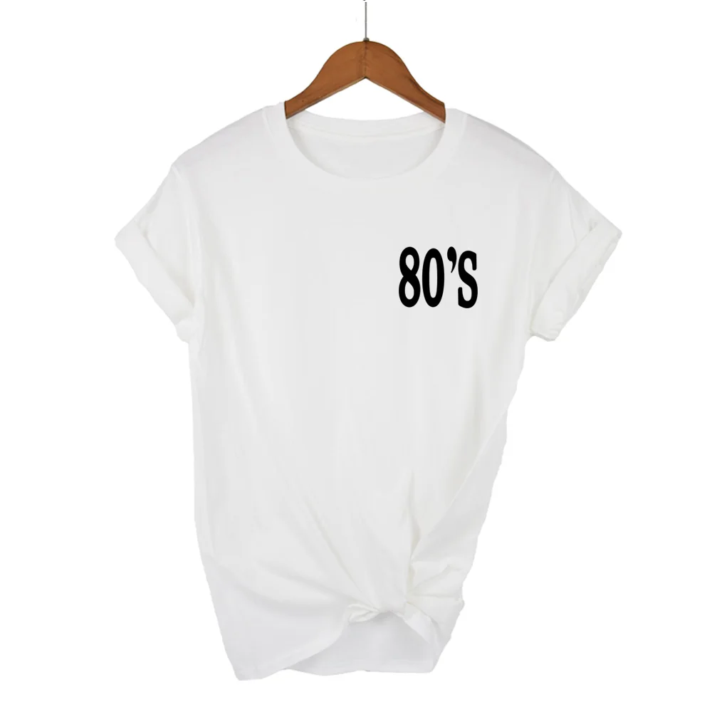 2019 новые летние футболки для женщин 80 s Pocke футболка из 100% хлопка высокого