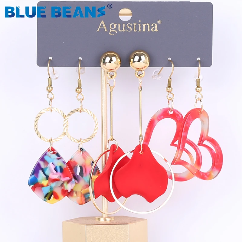 BLUE BEANS Set Earring For Women Drop Earrings Fashion Jewelry Long white Earrings Set Girls acrylic Boho Girls Dangle Earring drop earrings dangle earrings long earrings acrylic earrings