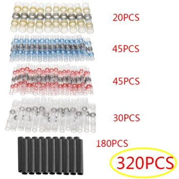 

320PCS Set Electrical Waterproof Solder Seal Sleeve Heat Shrink Butt Wire Electrical Cable Splice Connectors Tinned Terminals