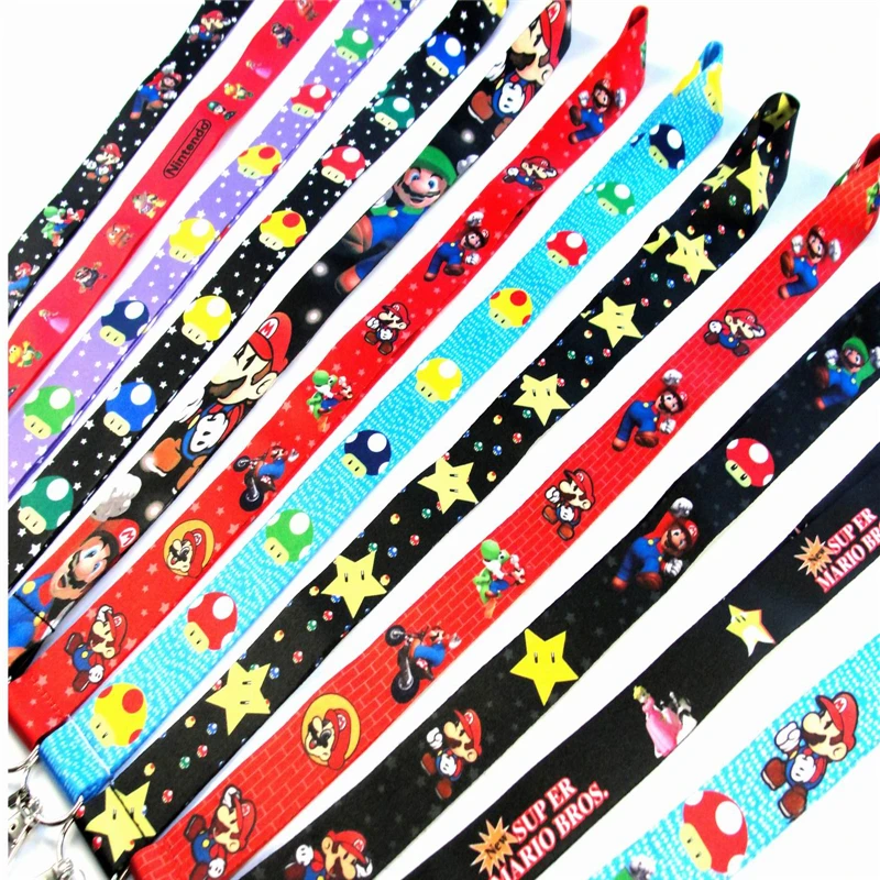 New cartoon pattern neck lanyard keychain ID card gym mobile phone belt USB badge clip DIY sling