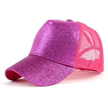 

Glitter Women Baseball Cap High Ponytail Hat Women Messy Buns Mesh Ponycap Dad Casual sequins Hat Women