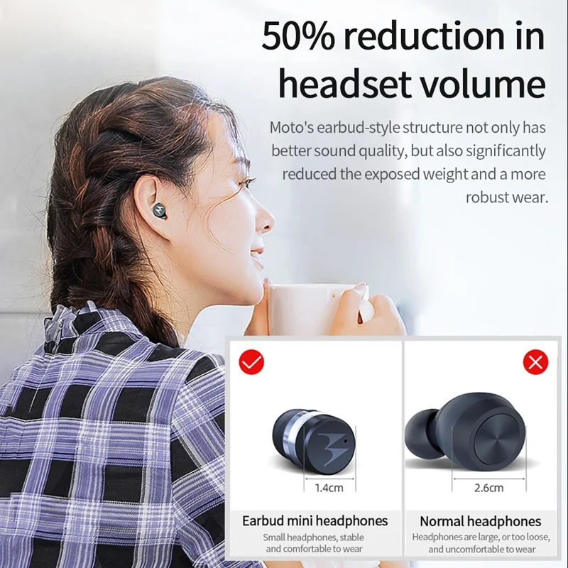 Беспроводные наушники Motorola Vervebuds 110 TWS Bluetooth 5 0 с шумоподавлением мини для звонков