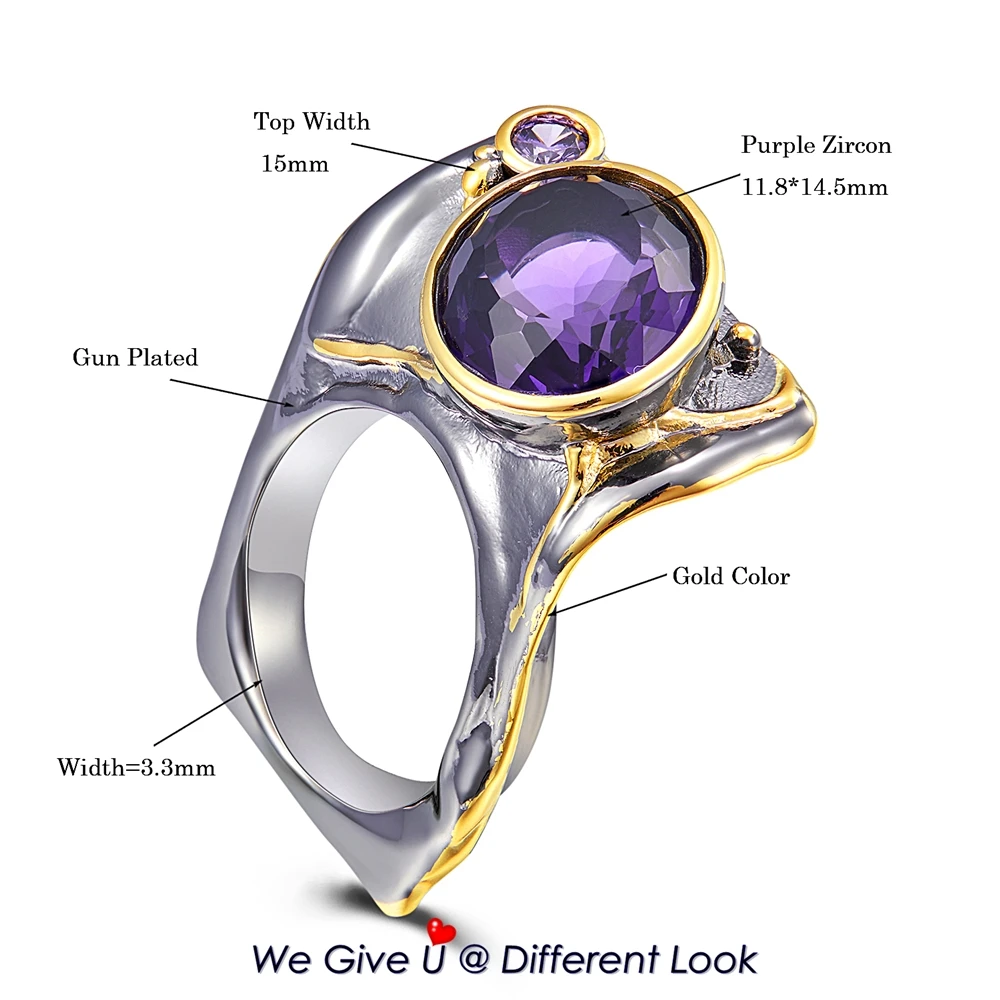 Beste Dreamcarnival 1989 Unieke Trendy Ring Voor Vrouwen Rechtop Flap Ontwerp Grote Paarse Kleur Zirkoon Party Verschillende Dragen Look WA11775