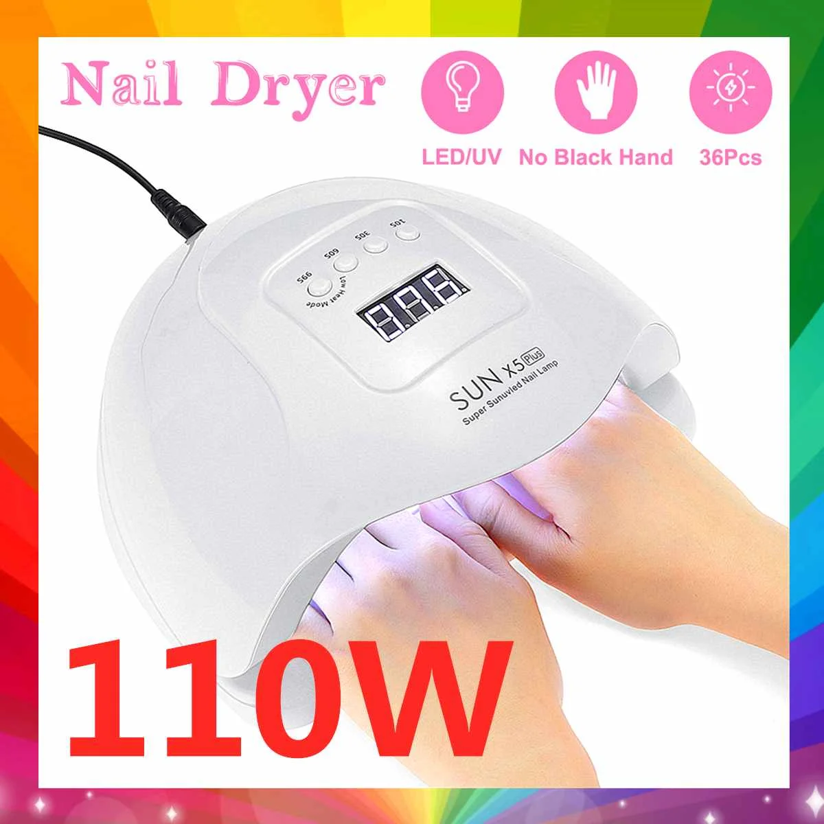 

110W LED Nail Lamp UV Lamp Nail Dryer For All Gels Polish Manicure LCD Display Sun Light Infrared Timer with Nail Art Tools