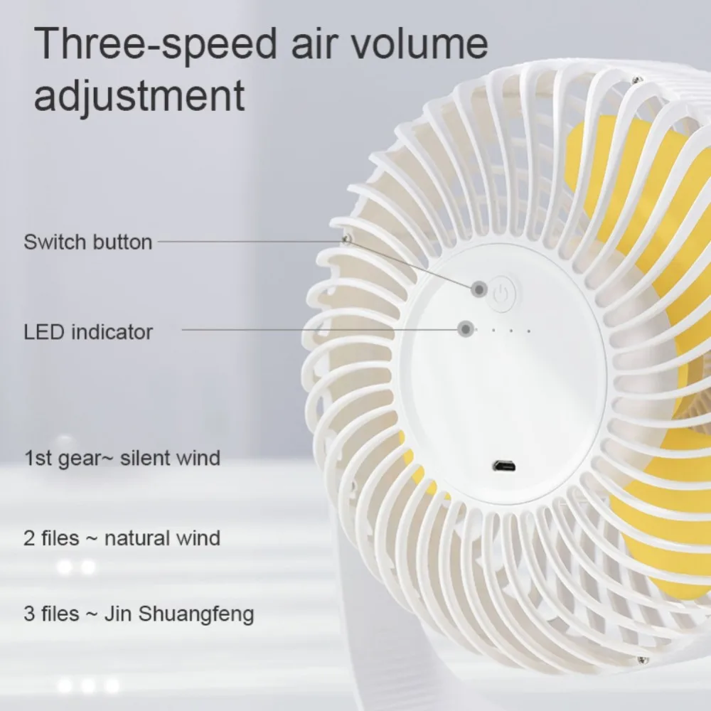  USB Rechargeable Mini USB Desk Fan with 2000mAh Battery with 3 Adjustable Speeds Strong Airflow Qui