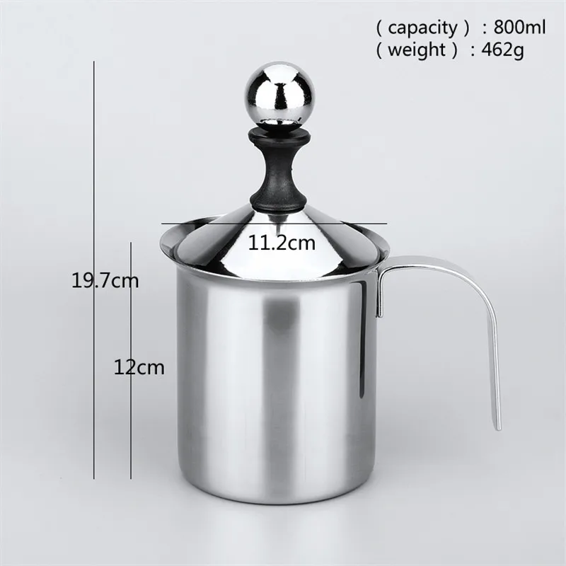 800ML 400/800 мл ручной вспениватель молока из нержавеющей стали с двойной сеткой, Молочный Крем, пенообразователь, кофейная посуда, кухонные гаджеты - Цвет: 800ML