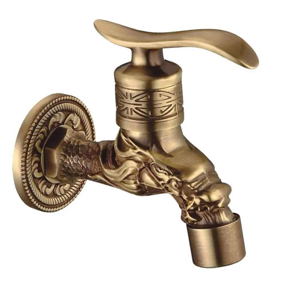 

European Antique Brass Bathroom Faucet Handle Chinese Dragon Lavatory Sink Basin Mixer Taps Deck Mounted Faucet