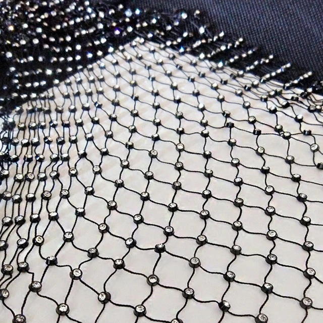 1 Yard Fishing Net Line Rhinestone Connection Net Fabric Hollow Out  Stretchy Mesh Fabric For Sewing Dress Bag Shoe Garment - AliExpress