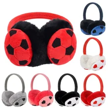 Crianças moda inverno quente earmuffs meninos meninas bonito dos desenhos animados bordado futebol de pelúcia earflap crianças engrossar orelha capa bandana