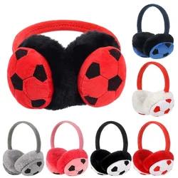 Kids Fashion Winter Warm Earmuffs boys Girls Cute Cartoon Embroidered Football Plush Earflap Children Thicken Ear Cover Headband