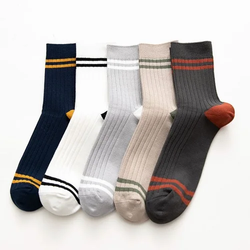 men socks Зимние новые мужские носки, высокое качество, двойная игла, хлопковые носки, повседневные спортивные носки - Цвет: men socks