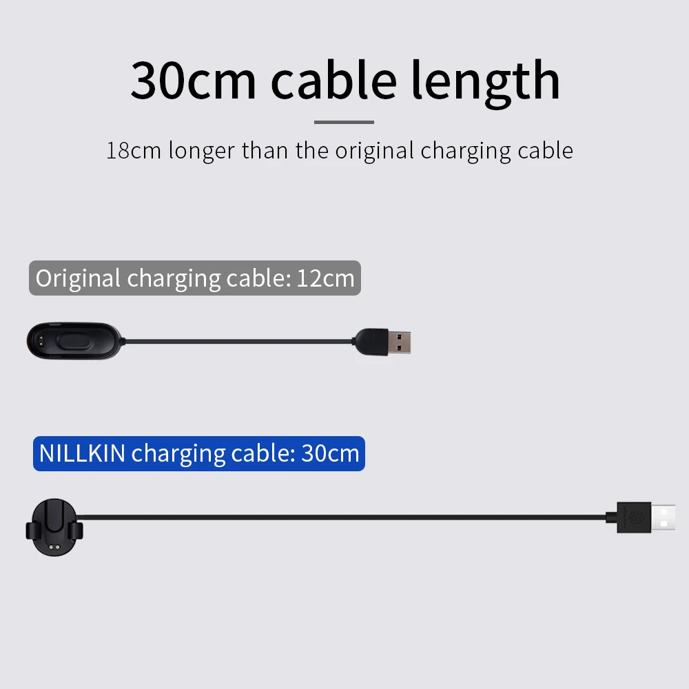 Зарядное устройство для xiaomi mi Smart Band 4 mi band 4 global зарядный кабель NILLKIN USB 30 см зарядный кабель для xiaomi band 4