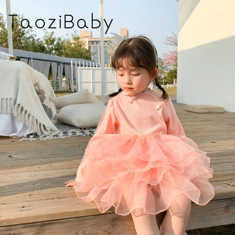 Kids Dresses For Girls 2020 Spring New Children's Girl's Pompous Dress Mesh Cake Princess | Детская одежда и обувь