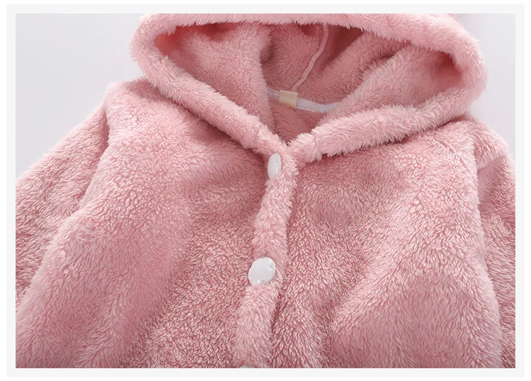 Hooded Fleece Pajamas 2019 Winter Teens Kids Robe Children Child Thick Bathrobe Girls Dress Sleep Wear Clothing White Pink Blue (6)