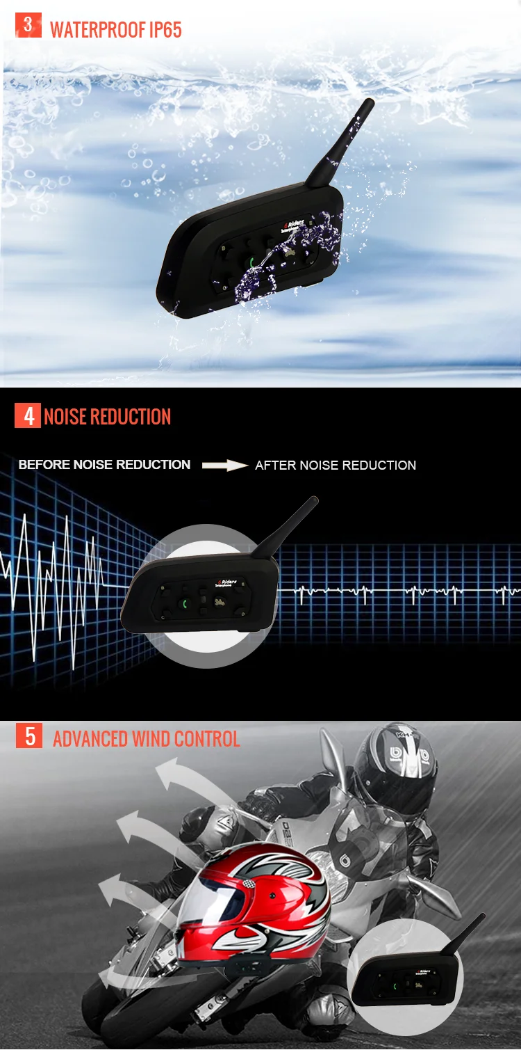Мотоциклетный шлем Bluetooth Интерком 6 человек 1200 метров полный дуплексный Bluetooth V6-1200 езда рация для мотоциклетного шлема