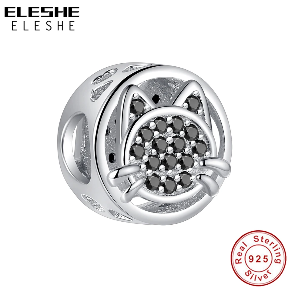 2021 ELESHE 925 пробы серебро крошечные кошка с CZ подвески My Best Friend круглые бусины