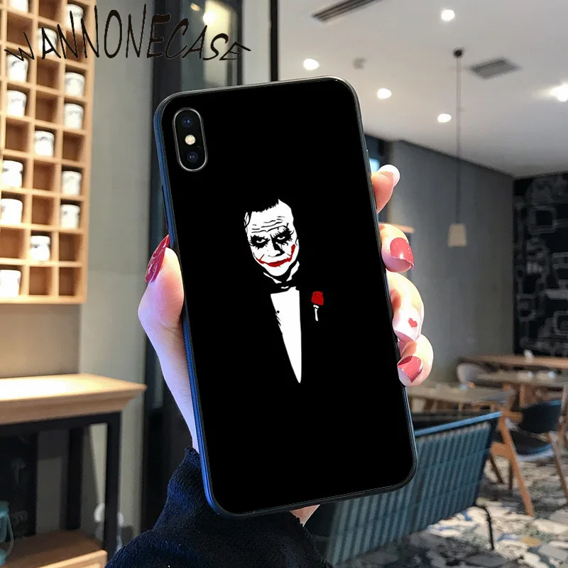 Seni Komik Joker Hitam Soft Shell Penutup Telepon untuk iPhone 8 7 6 6S Plus X XS MAX 5 5S SE XR 11 11pro Promax Ponsel