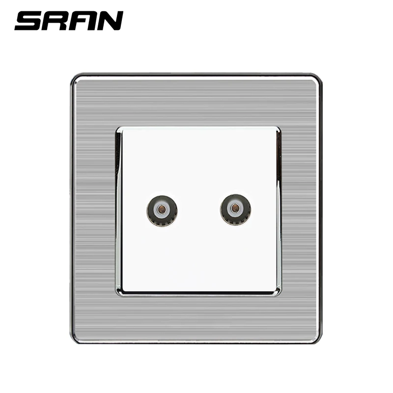 SRAN настенное двойное ТВ гнездо слабый класс электричества панель из нержавеющей стали 86*86 мм аксессуары для украшения Бытовая вилка