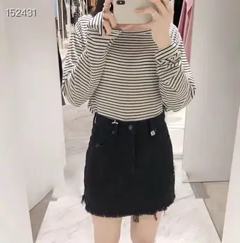 

New 2020 Summer Beach Sexy High Waist Tassel Denim Short Skirts Mini Skinny Club DJ Dance Black Letter Diamond High Runway Skirt