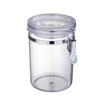 

750ml Plastic Food Container Bottle Canister With Locking Clamp Grain Storage Jar For Tea Sugar Coffee Bean Kitchen Accessories