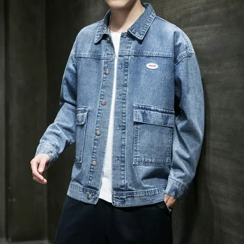 

Men's Denim Jacket 2020 Spring New Retro Washed Loose Jackets Korean Men Fashion Clothes High Quality Denim Top