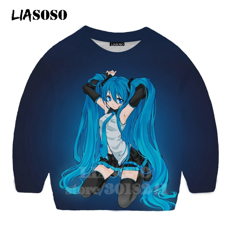LIASOSO детей толстовки 3D принт аниме девочка Hatsune Толстовка Miku; Singer для мальчиков и девочек уличная Топ для маленьких детей, свитер для подростков B174-30
