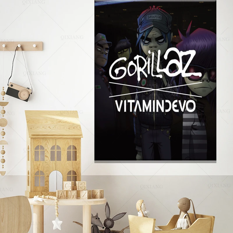HD Аниме Gorillaz Холст Плакаты шелковая ткань настенные художественные принты