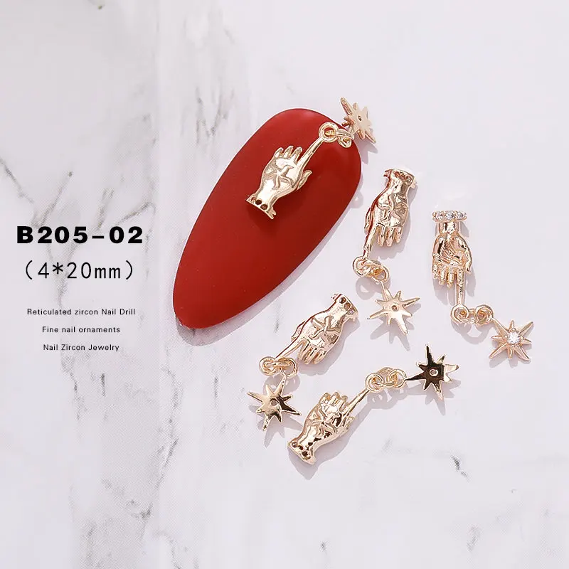 B205-02 5 шт Цветочная жемчужная кисточка, цепочка, подвеска, металлический циркон, украшения для дизайна ногтей, украшения для ногтей, хрустальные маникюрные циркониевые алмазные подвески - Цвет: B205-02