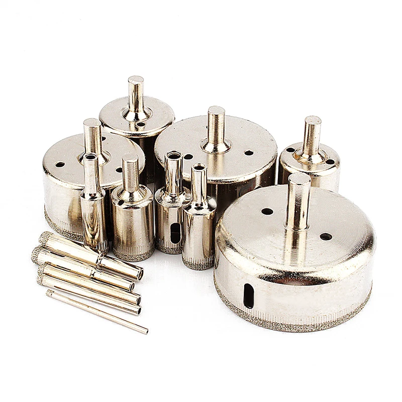 DWZ 14pcs Diamond Coated Hole Saw Drill Bit Tool Set for Tiles Marble Glass 3mm-70mm