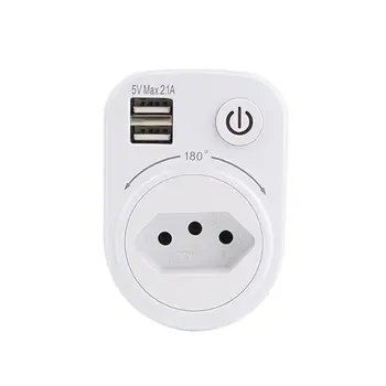 

5V 2.1A BRA Charger Adapter Conversion Plug Dual USB Charging Ports 1 AC Socket