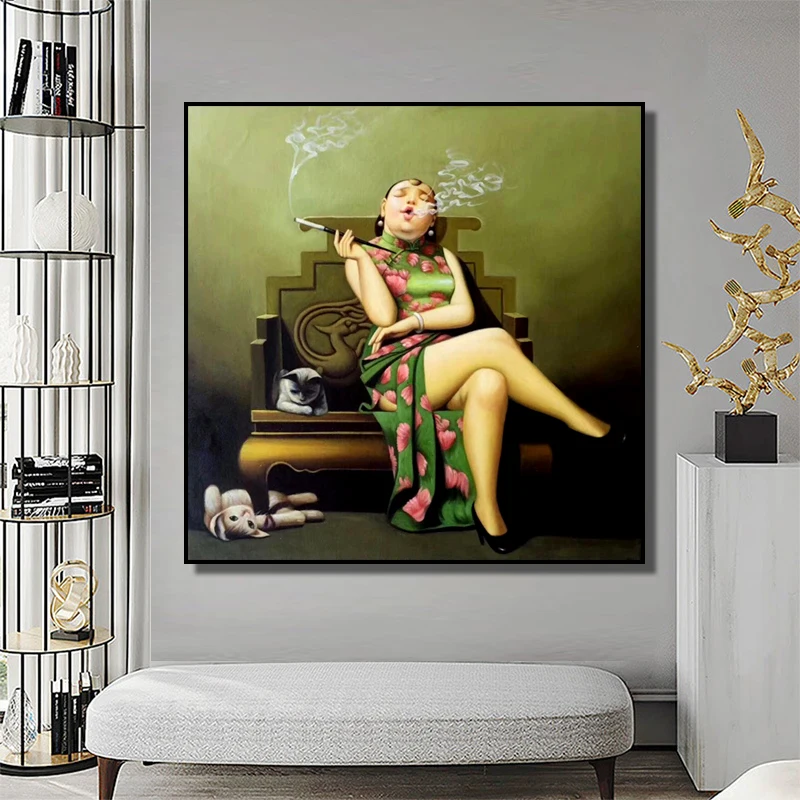 100% ручная роспись Современная смешная женщина картина маслом на холсте