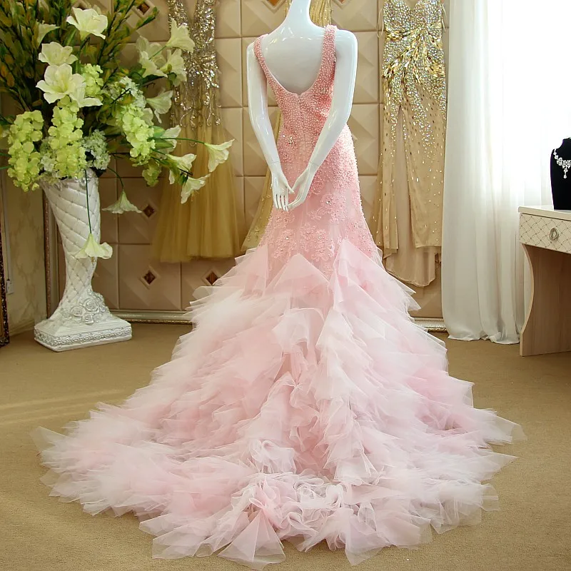 Vestido de festa, жемчужное розовое Тюлевое кружевное платье с аппликацией, длинное платье для выпускного вечера, сексуальное женское вечернее платье с открытой спиной