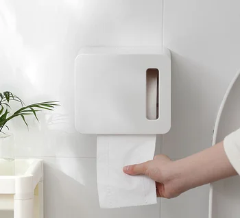 

Plastic Toilet Paper Holder Wall Mounted Storage Box Napkin Dispenser Organizer Bathroom Waterproof Toilet Paper Holder LF903
