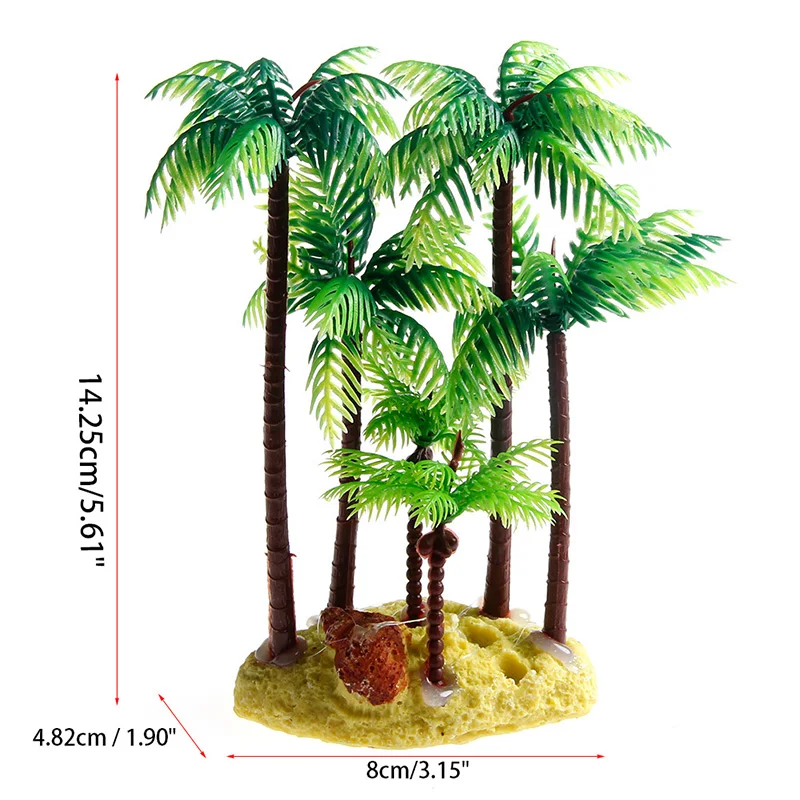 Пластик кокосовое дерево аквариум пальмовые растения Украшение для аквариума