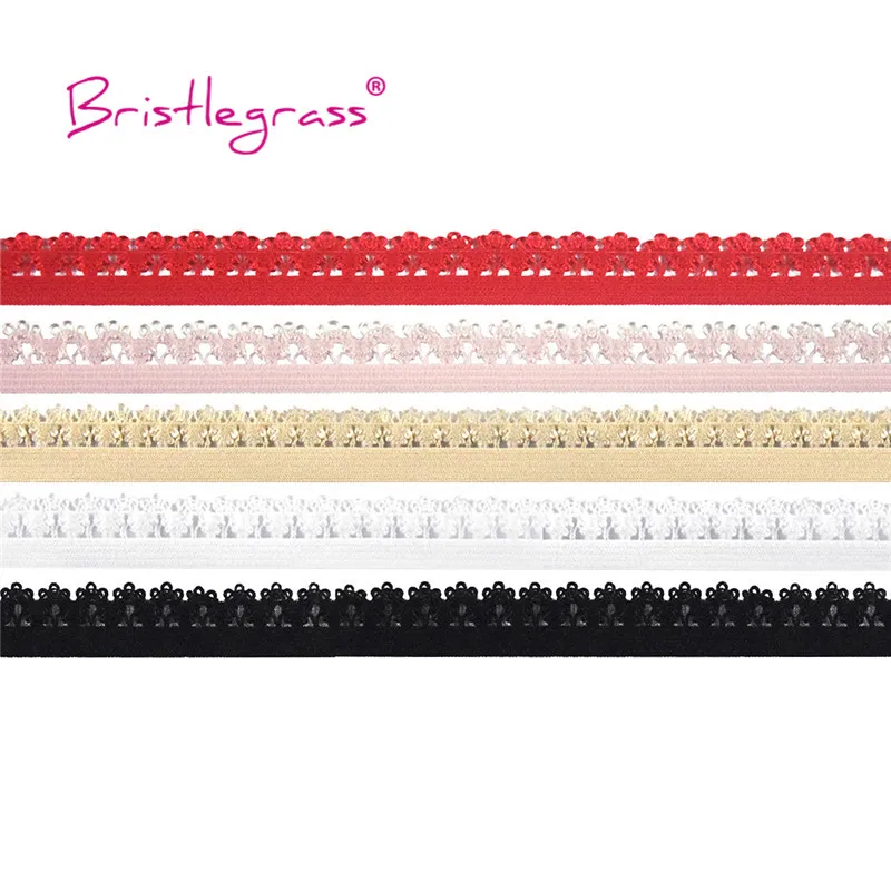 BRISTLEGRASS 5 yarda 1/2 13mm de borde de Picot corona con volantes molduras encaje elástico banda de LICRA chico corbata de pelo diadema Tutu vestido de costura DIY