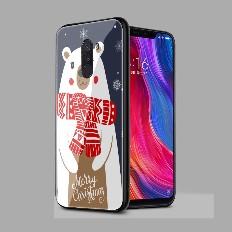 EWAU Merry Christmas снеговик медведь закаленное стекло чехол для телефона Xiaomi 5X6X8 Lite 9 A1 A2 F1 Remdi 4X 6A Note 5 6 7 pro