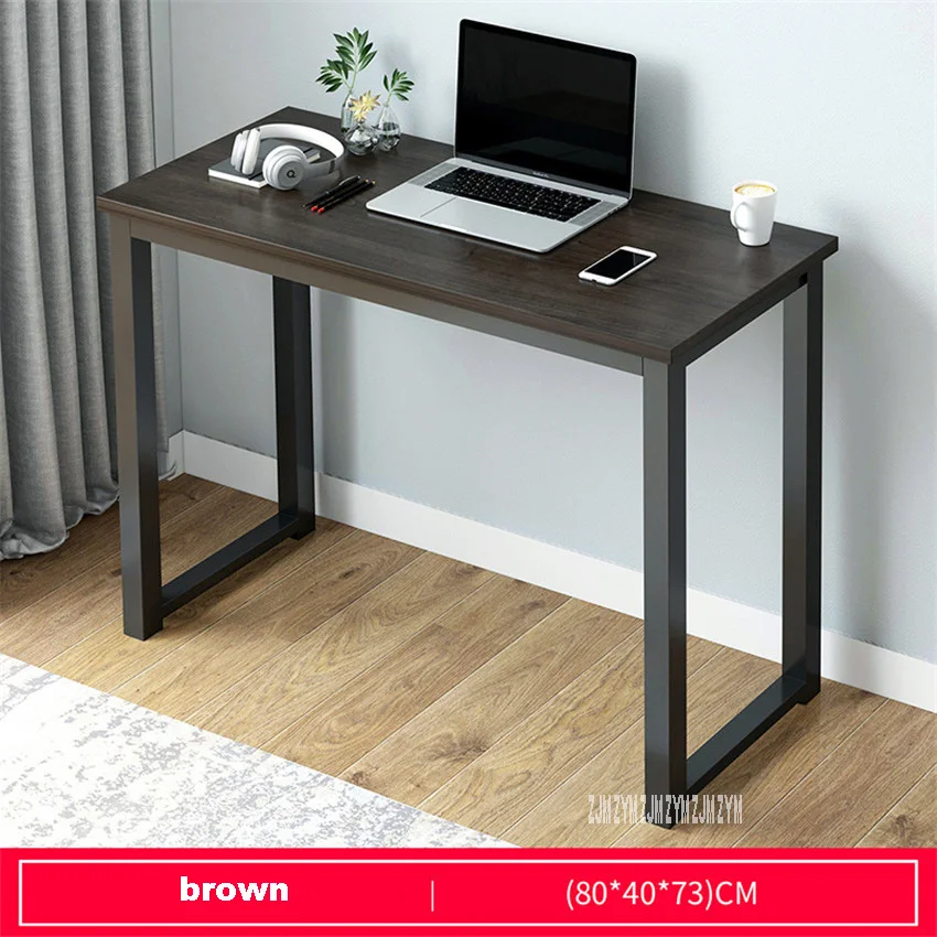 80cm brown B2783 80/100/120/140 см Современный зимняя обувь без молнии доска Сталь рамки Офисный Компьютерный стол бытовой экономичный большой рабочий стол, стол для обучения - Цвет: 80cm brown