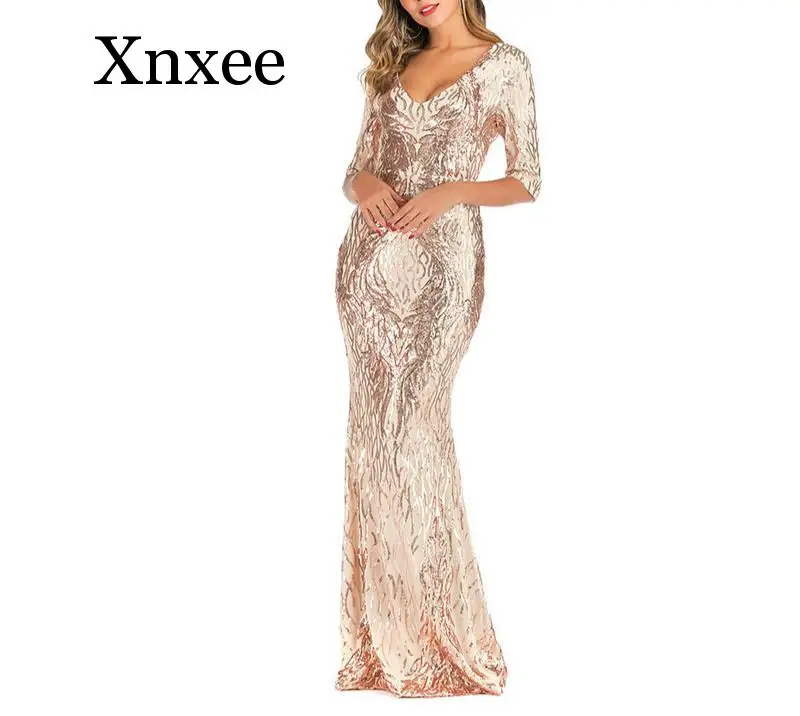 Vestido de festa, осеннее платье в стиле ампир, богемное, без рукавов, однотонное, женское, с глубоким v-образным вырезом, с блестками, платья, вечерние платья