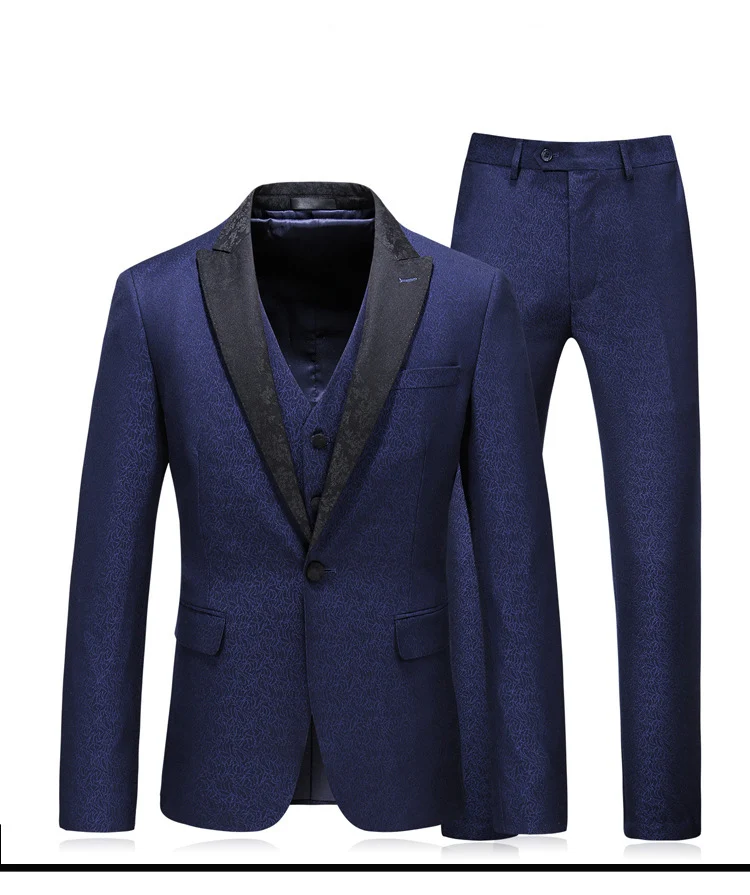 Jacket vest pants Мужские костюмы из 3 предметов, дизайнерские костюмы, Мужская одежда, свадебные костюмы, комплект, приталенный смокинг, однотонный цвет, королевский синий, 5XL, большие размеры, Mauchle - Цвет: Jacket vest pants