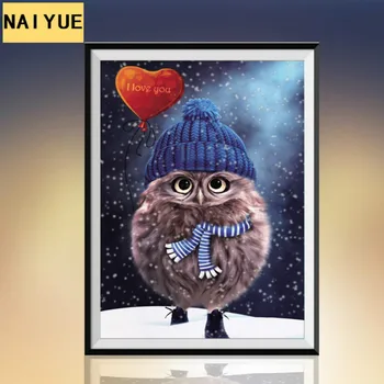 

New Full Paste Round Diamond Diamond Painting Fashion Cartoon Owl Cross Stitch Masonry Painter's Living Room Decoration Supplies