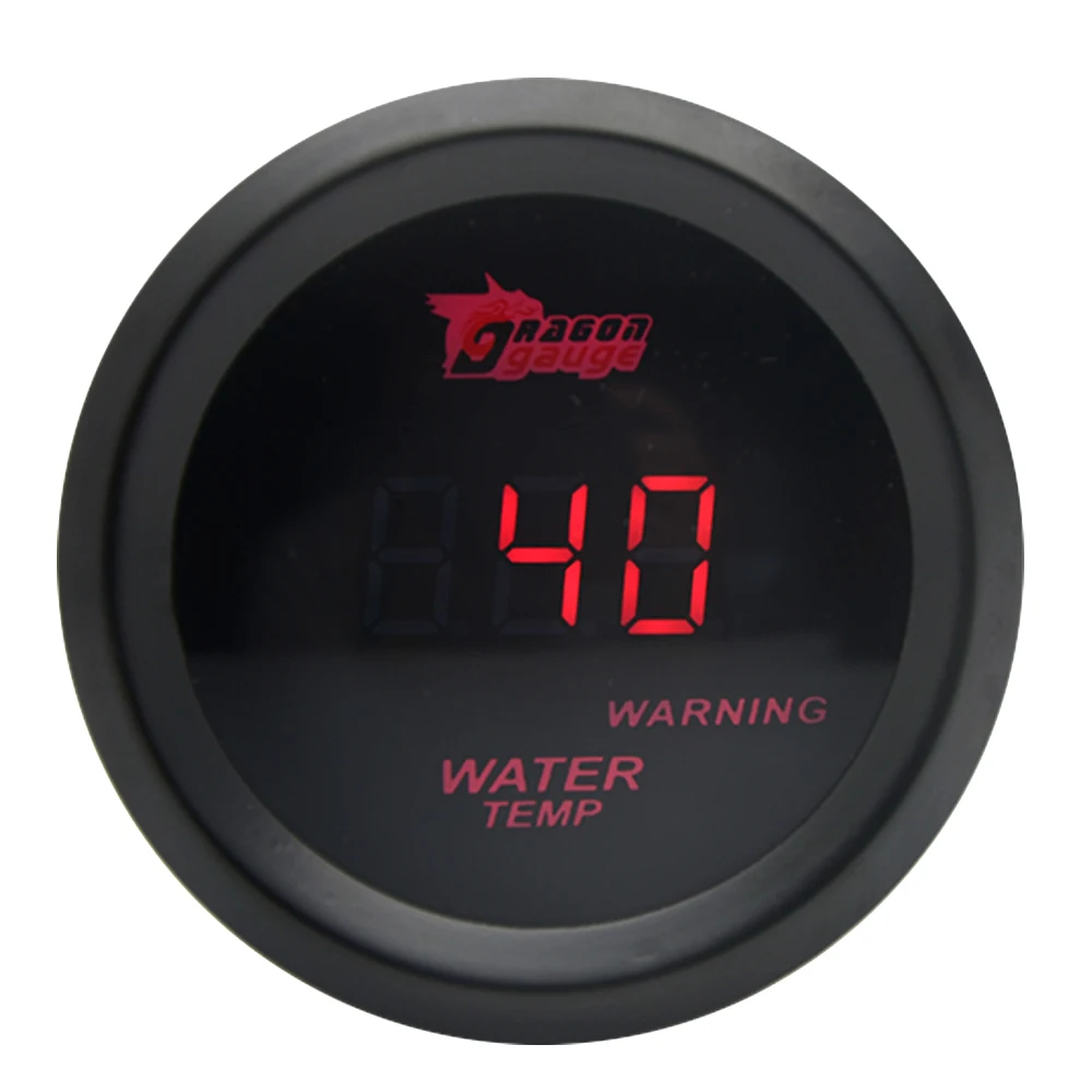 자동차 계량기 레드 LED 블랙 수온 게이지, 섭씨 화씨 온도, 2 인치, 52mm