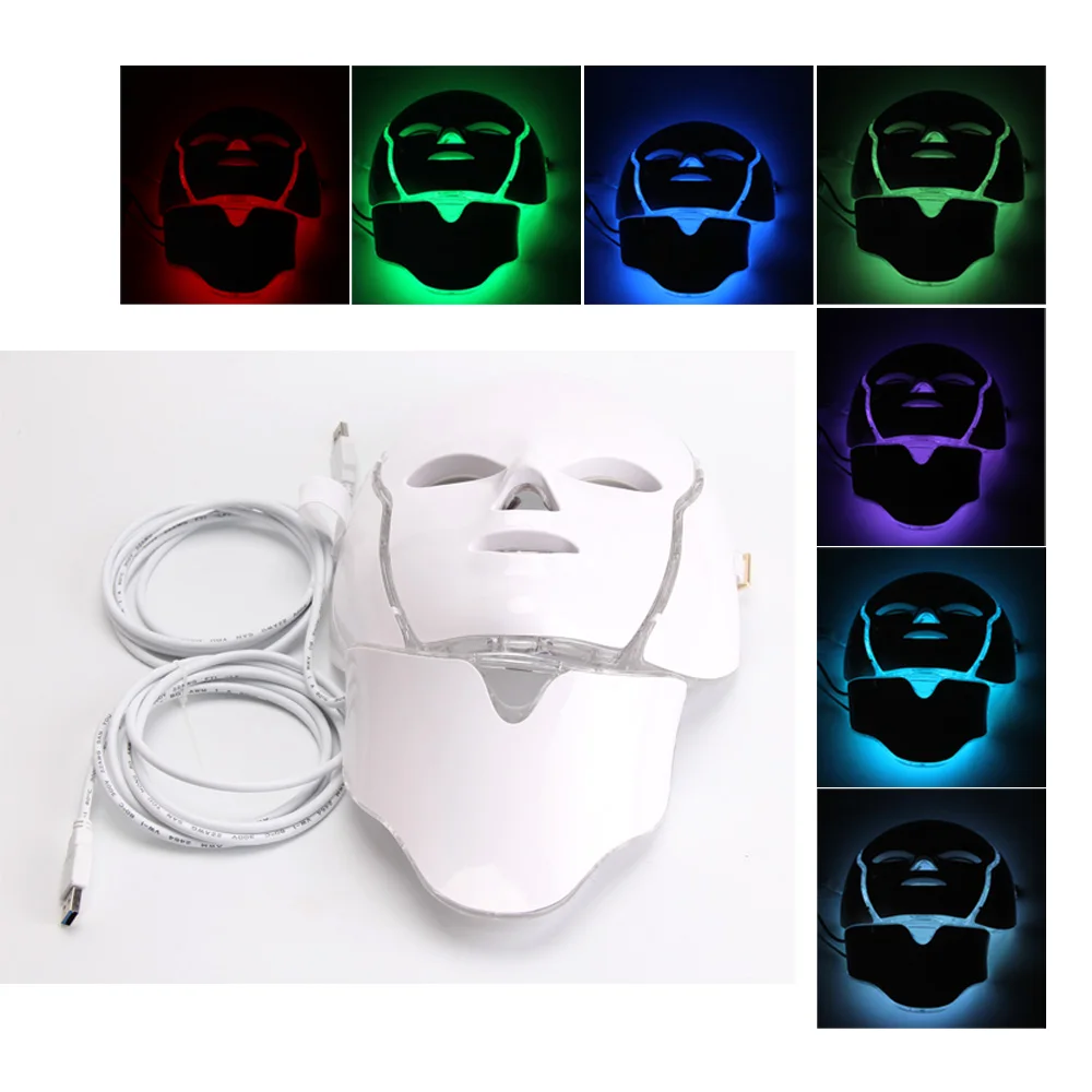  7 Colors LED Facial Mask Face Mask Machine Photon Therapy Light Therapy Acne Mask Neck Beauty LED M - 4000112821761