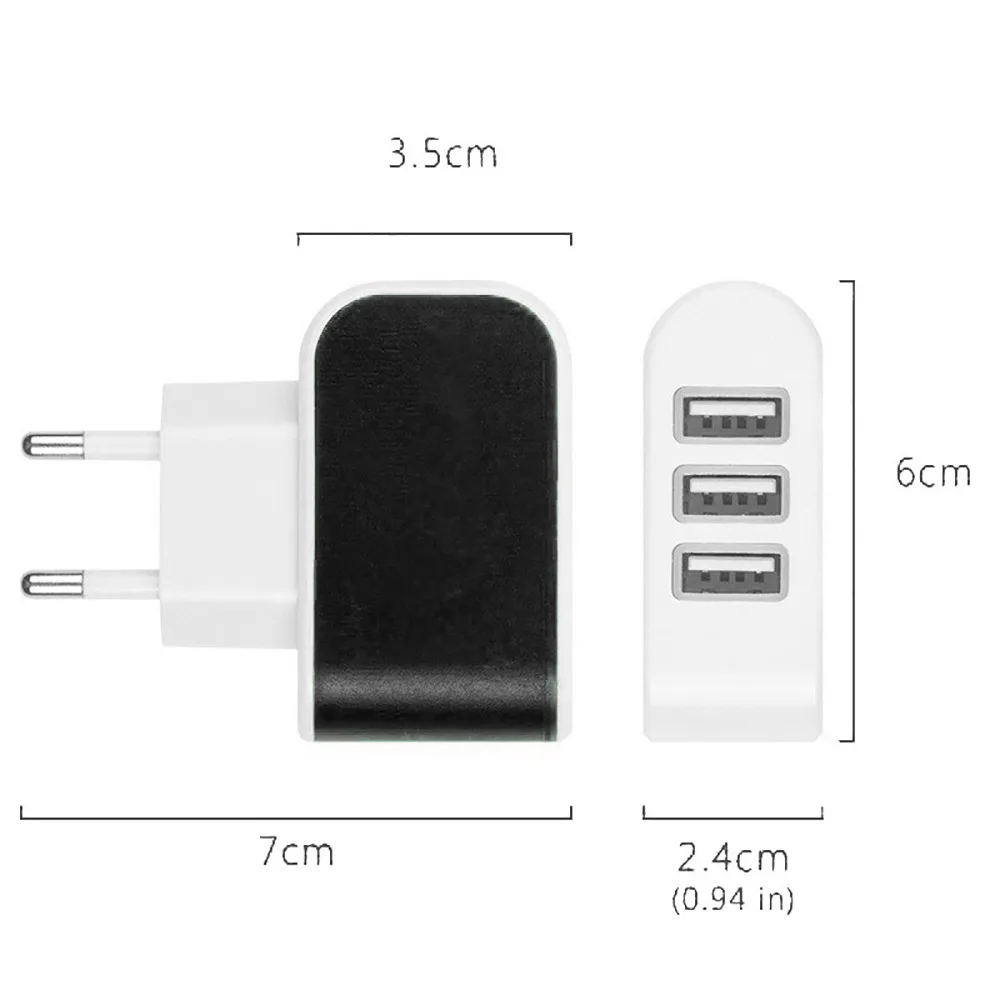 Модный Micro USB кабель, дорожное USB зарядное устройство 3.1A, тройной USB порт, настенный домашний дорожный адаптер переменного тока для samsung, для Apple, EU Pl