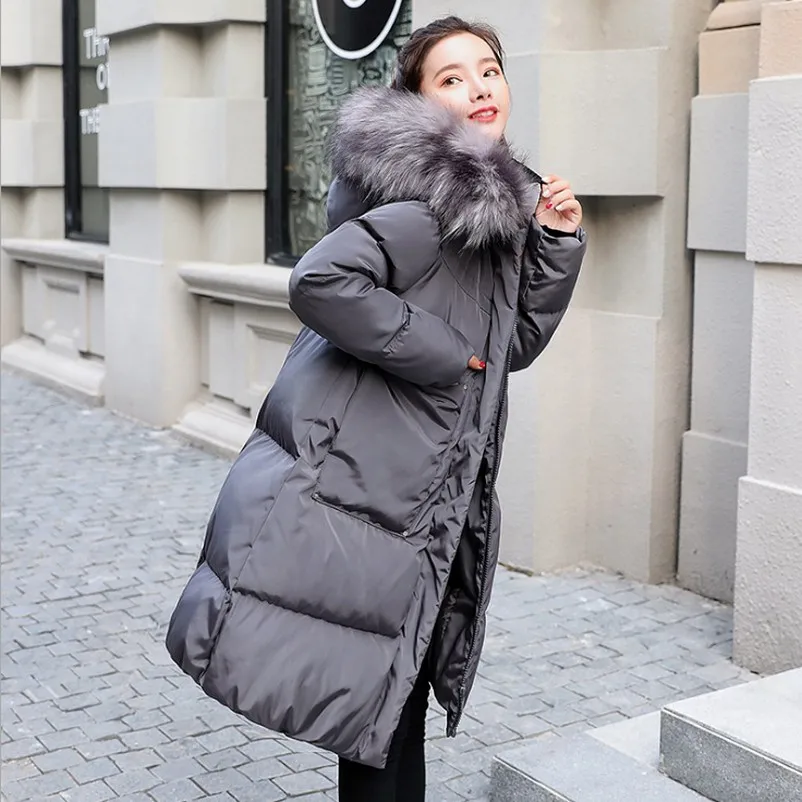 Зимнее пальто для беременных длинное плотное пуховое хлопковое повседневное пальто для беременных женщин большой карман Одежда для беременных плюс размер верхняя одежда - Цвет: Серый