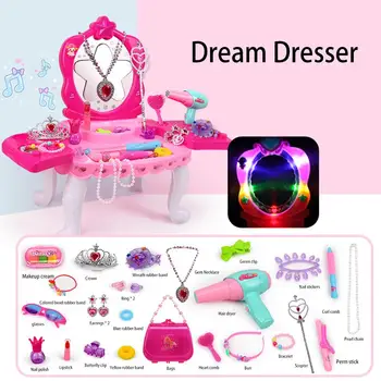 

Cosmetic Princess Dresser Toys Set Makeup Table Set Pretend Play Toy Perfect Gift For Girls Makeup Toys