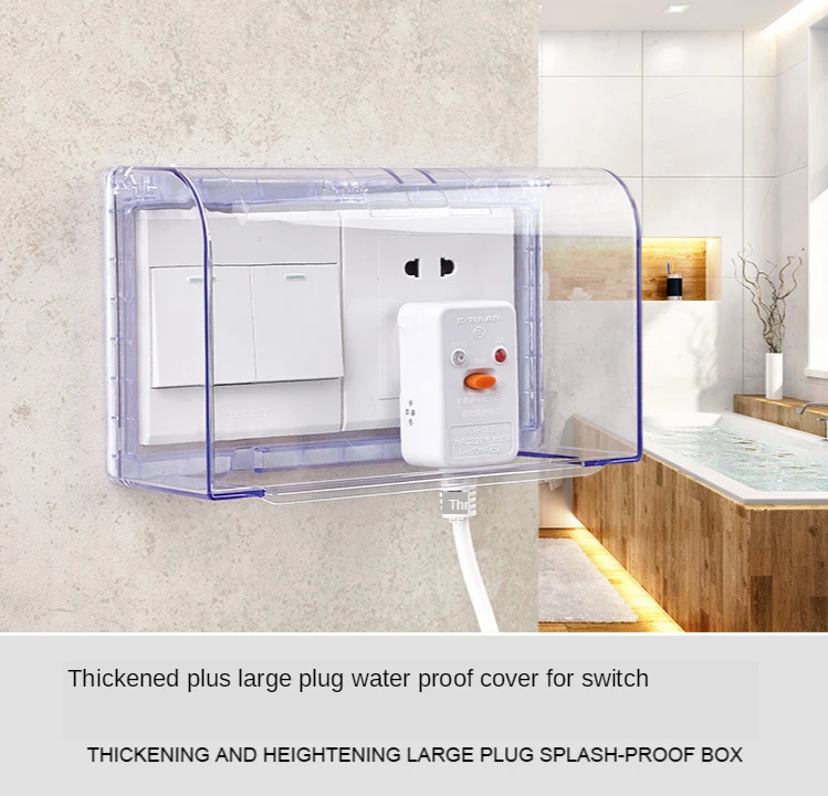 Selbstklebende wasserdichte Box, doppelt, 86 mm, universelle transparente Schaltsteckdose, Staubschutz, Badezimmer, Küche, Steckdose, spritzwassergeschützte Box – Detail 1